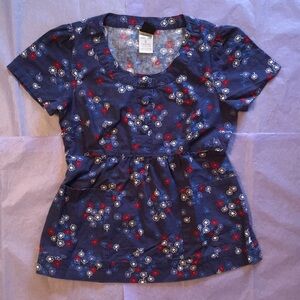 Cherokee Studio Floral Scrub Top Size Small